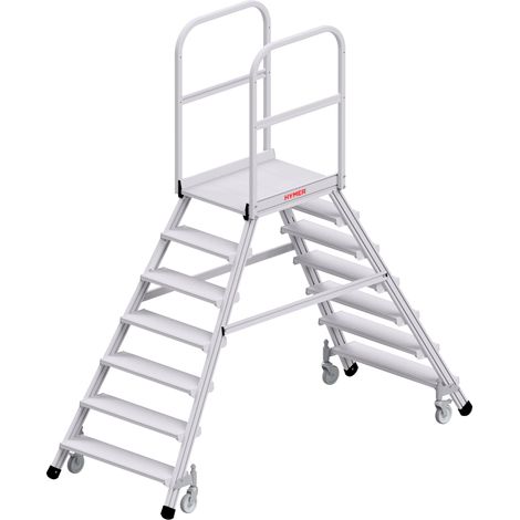 Hymer Podesttreppe fahrbar, beidseitig begehbar, 2x7 Stufen, Standhöhe 1,70 m