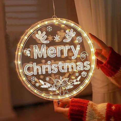 Luminaire De Noël - Disque Led Diamètre 16 Cm - Décoration Intérieure Et Fenêtre - Alimentation Sur Piles - 1 Pièce (1/3)