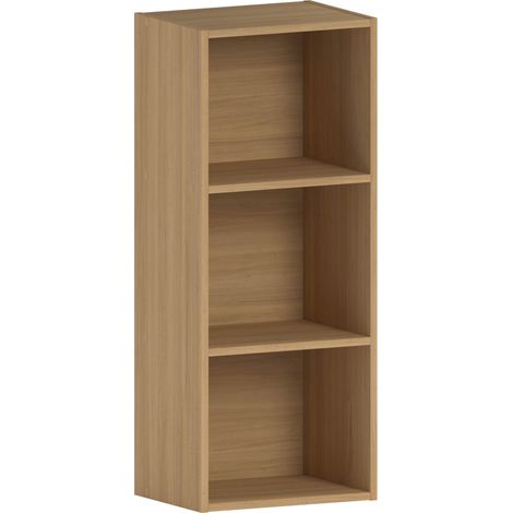 Oxford 3 Tier Cube Bookcase Shelving Storage Unit, Oak