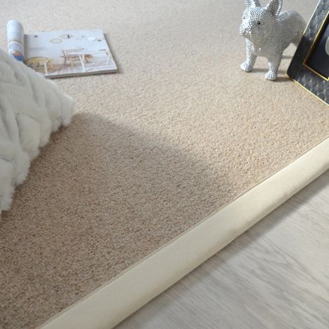 Tapis pure laine Killoo grège - Ganse coton écru - 120 x 170 cm (1/5)