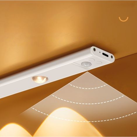 Lampe LED rechargeable à détecteur de mouvement compatible – Barre aluminium argentée dimmable 3 températures, 20/30/40/50/60cm (1/5)