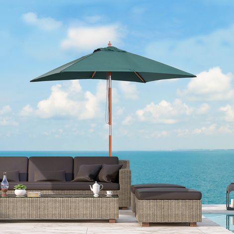 Parasol 200×150×235cm pliable 3 niveaux rectangulaire hydrofuge anti-UV balcon plage jardin, vert