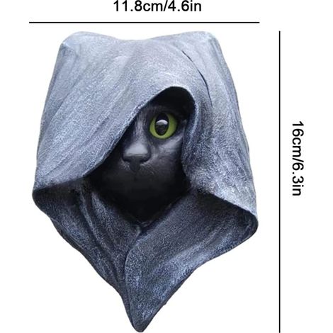 Sculpture de chat en résine à suspendre au mur, statue de chat gothique, ornement de chat sorcière pour la décoration d'Halloween (1/3)