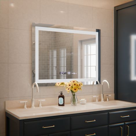 Miroir LED Rectangulaire 80x60 Desembuage Thermometre Gradable (1/5)