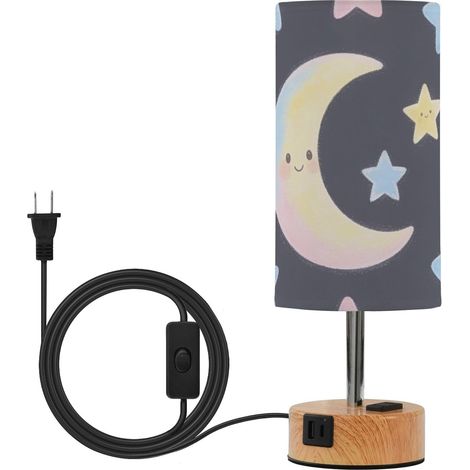 Yuiboo Petite lampe de table avec ports USB C + A, ampoule LED (1/5)