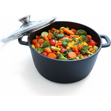 Cocotte en fonte d'aluminium avec couvercle en verre, antiadhésive (1/5)