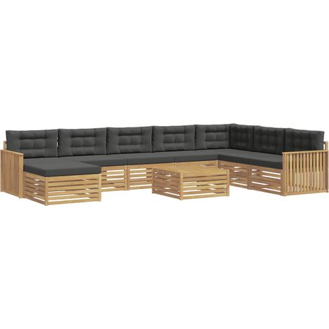 Conjunto de sofás de exterior 9 uds. Blanco y Antracita vidaXL (1/5)