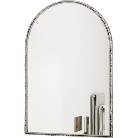 ELVMI Specchio Semplice Ad Arco con Telaio in Ferro e Vetro Temperato per Bagno e Decorazione da Parete, Argento (1/5)