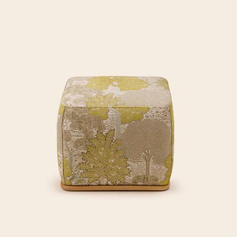 Pouf en Bois et jacquard Alisia ARNEL