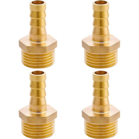 Mamelon double G1/2" (Ø 20mm) laiton mâle,4 pièces hexagonal G1/2"M/M,Raccord de jonction 2 x M Raccord fileté,Double mamelon Raccords en convient pour l'eau potable Tuyau Fileté G1/2 10mm (1/5)