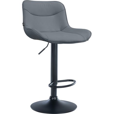 Sgabello da bar x1 girevole forma ergonomica cuciture decorative PVC grigio struttura in metallo nero 100006580