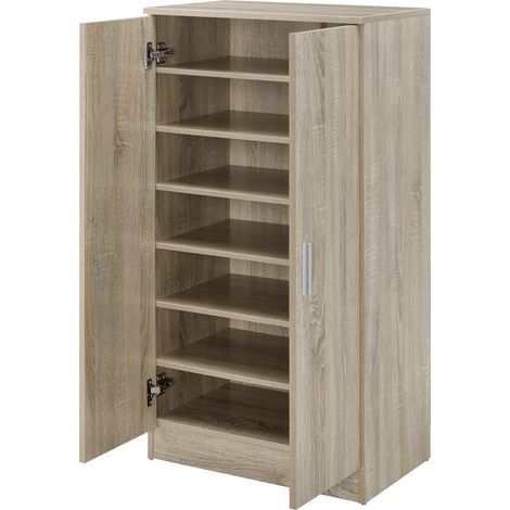Zapatero zapatero con 2 puertas y 7 superficies de almacenamiento 108 x 55 x 35 cm MDF efecto roble 030002838