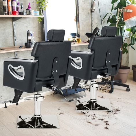 Chaise de Salon de Coiffure Pivotante Inclinable avec Dossier Rembourré Appui-tête Réglable en 6 Niveaux Capacité 150KG Noir (1/2)