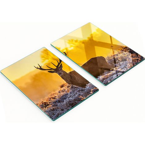 Planches à découper en verre avec motif de lever de soleil sur des cerfs, 2 x 40 x 52 cm (1/5)