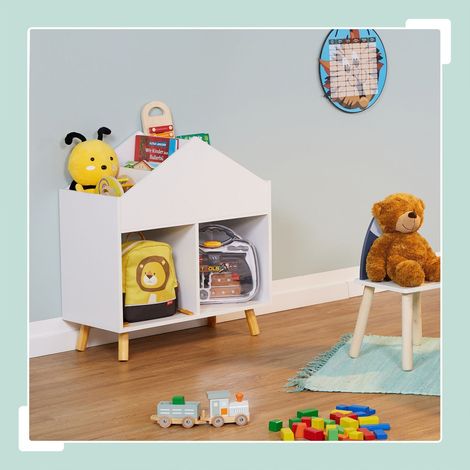 Libreria per bambini a forma di casa con 6 scomparti (1/5)