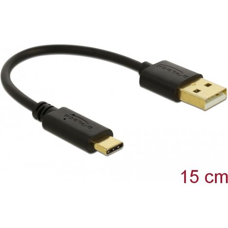 Delock Cable de carga USB Tipo-A a USB Type-Câ¢ de 3 A 15 cm