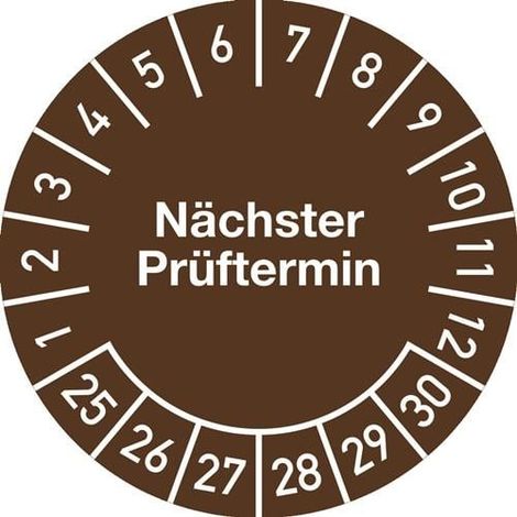 Mehrjahresprüfplakette Ø 30 mmNächster Prüftermin 2026 - 2031 Folie Beutel a 100 Stück (1/2)