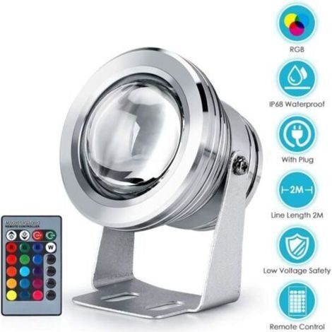 Lumière sous-marine ledRGB, lentille convexe argentée 10W 2 (1/4)