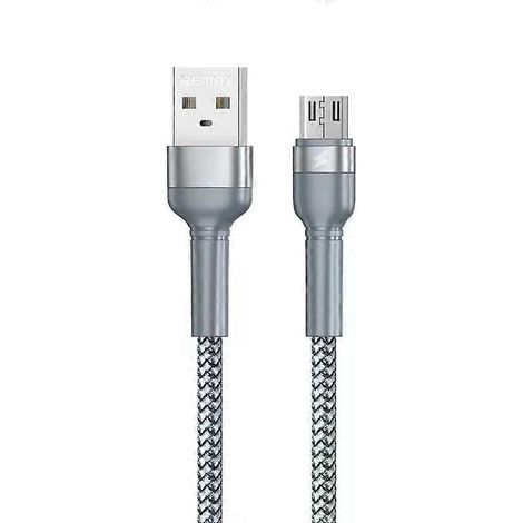 Câble de charge rapide USB vers micro USB - 1 m, 2,4 A, alliage d'aluminium, argent REMAX (1/2)