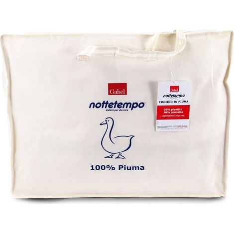 Gabel Nottetempo Piumino Caldissimo 235 gr/mq, Imbottitura 30% Piumino, 70% Piumetta, Fodera in Cotone 100%, Bianco, Matrimoniale, 205 x 250 x 2 cm