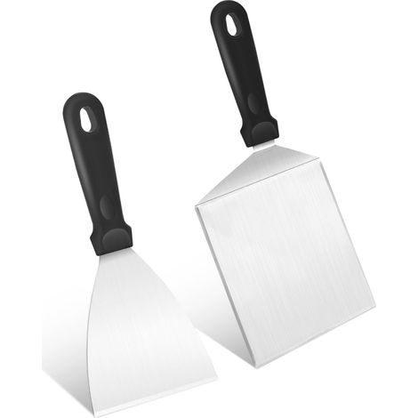 Juego de 2 espátulas para teppanyaki CSPARKV, mango de plástico, perfectas para aplastar hamburguesas