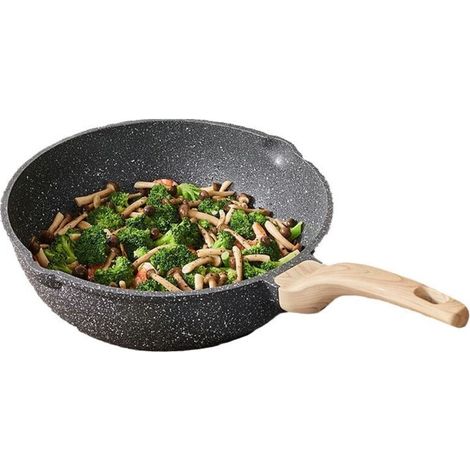 Poele en Pierre induction Antiadhésive 24CM, Poêles à Frire Anti Adhesive, Poêle à Omelette - Avec couvercle en verre (1/5)