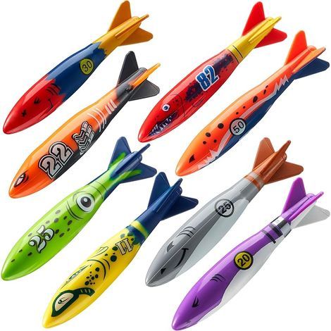 Lot de 8 Anneaux de plongée pour Piscine, Jouets de plongée pour entraînement sous-Marin, Jouet de plongée pour Enfants, Jeux de Piscine Amusants pour la Natation (Anneaux de plongée) (1/3)