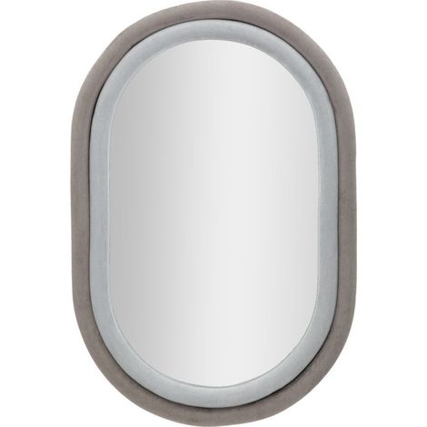 Miroir Mural en Velours "Anthony" 90cm Gris & Taupe (1/5)
