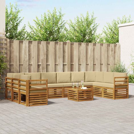 vidaXL Outdoor-Sofagarnitur 11 pcs Natur und Beige Massivholz Akazie (1/5)