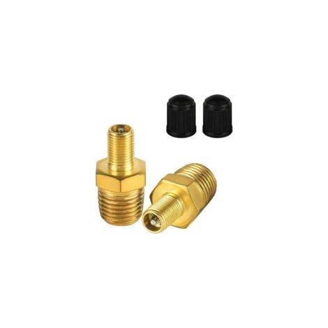 2 adattatori per gonfiatore d'aria, da 1/4" NPT (M) a valvola standard per Schrader (M) Adattatore per valvola di aria compressa per compressore d'aria Presta Mandrino d'aria portatile - Crezuo