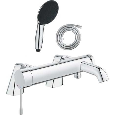 Pack mitigeur bain douche mécanique GROHE Essence + douchette ronde  2 jets + flexible