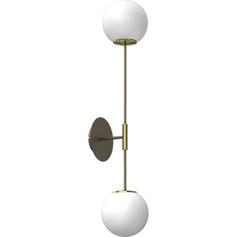 Applique murale titane doré 2 globes verre blanc E27