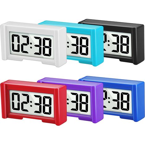 Set di 6 mini orologi digitali per auto: ampio schermo LCD, design adesivo, funzionamento a batteria, ideale per auto, camion, cruscotto e scrivania. (1/4)