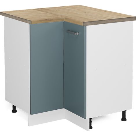 Eckunterschrank R-Line, Blau-Grau, 75.6 cm, AP Eiche, Vicco (1/5)