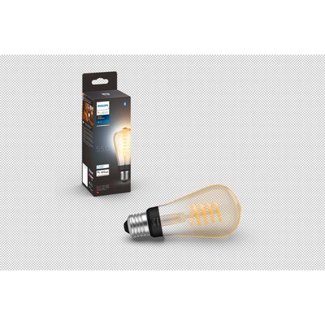 Philips Hue – Ampoule connectée E27 Filament ST64 7W – Lumière blanche réglable – Compatible Bluetooth et systèmes de maison intelligente (1/5)