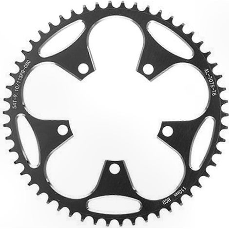 Couronne plate vélo, 110 BCD 5 trous, profil étroit-large, rouge, montage direct, adaptée transmission VTT/route (1/5)
