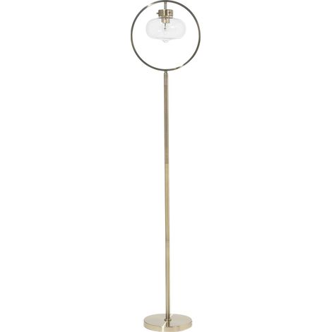 Lámpara de pie de metal dorado 165 cm pantalla redonda geométrica abierta bombilla expuesta Severn
