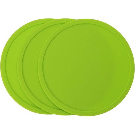 Juego de 3 posavasos redondos de silicona de 9,9 cm (3,93 pulgadas) para café, té y otras bebidas (verde) (1/5)