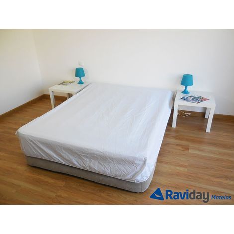 Drap housse 160 x 200 cm pour matelas gonflable 2 places – Bonnets de 37 cm – 50% coton 50% polyester – Lavable à 90°C – Raviday