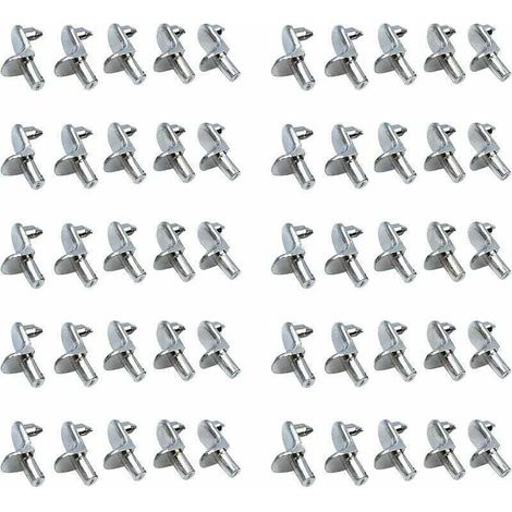 SABIR 50PCS Taquet etagere Support Étagères de Métal Nickelé Goupilles de Support pour Armoire Bureau Accessoires (1/4)