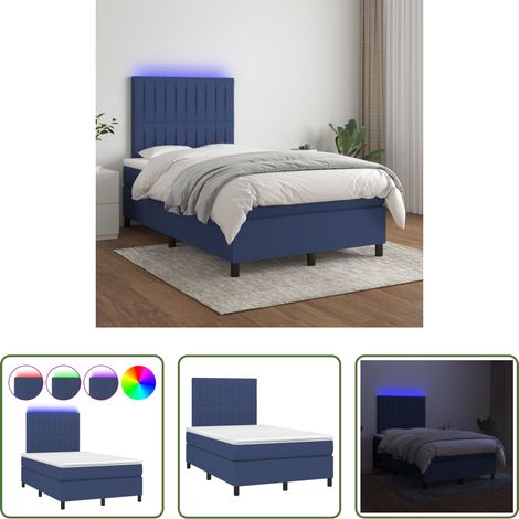 Matratze - Boxspringbett mit Matratze & LED Blau 120x200 cm Stoff (1/5)