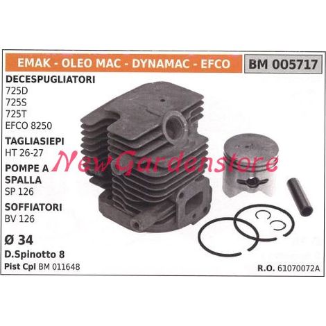 Cilindro pistone segmenti EMAK motore decespugliatore 725D 725S 005717