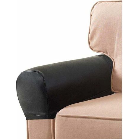 1 Paire de Housses d'accoudoir de canapé en Cuir PU pour accoudoirs de fauteuils, Housses Extensibles pour Meubles de canapé, accoudoirs (Noir) (1/4)