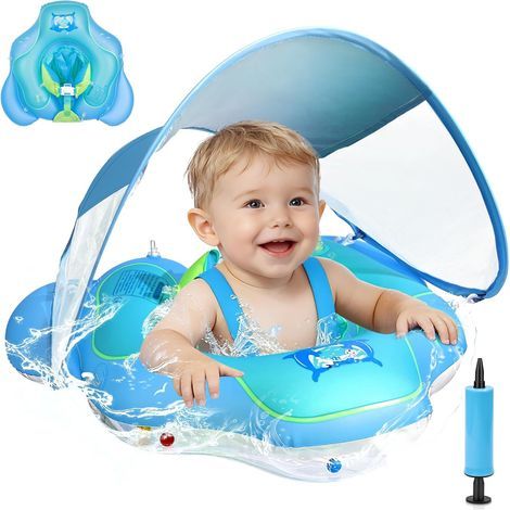 Bouée Bébé avec Pare Soleil UPF 50+, Bouee Bebe Piscine, Piscine Empêcher Le Retournement, Flotteur de Piscine pour Tout-Petits pour 6 à 36 Mois Garçon Fille (1/5)