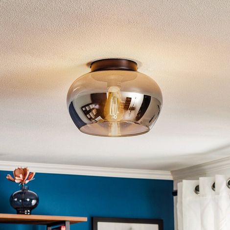 [GEBRAUCHT] B-Ware Lucide Deckenlampe Judi Deckenlampe Lampe Leuchte E27 Glas ø 30,5 Cm Rauchgrau (1/2)