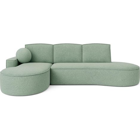 Ecksofa MOLLY mit abgerundeter Form in Türkisfarbenes Geflecht - trendige abgerundete Form (mit Schlaffunktion) Liegefläche: 140x207 cm (1/5)