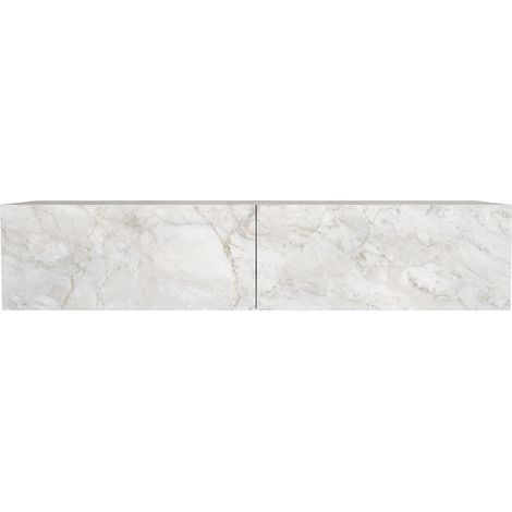 Console suspendue avec 2 portes - Effet marbre blanc - TENIDA