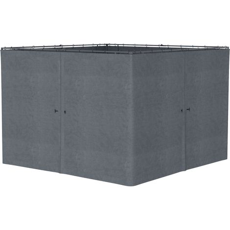 4 panneaux latéraux pour tonnelle rigide 300x300 cm - Protection pluie vent soleil - Gris (1/5)