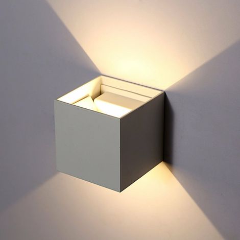 Lampada 12w COB LED Cubo GRIGIO Applique Parete 220V Luce Biemissione 1200lm Regolabile IP65 Bianco Naturale (1/5)