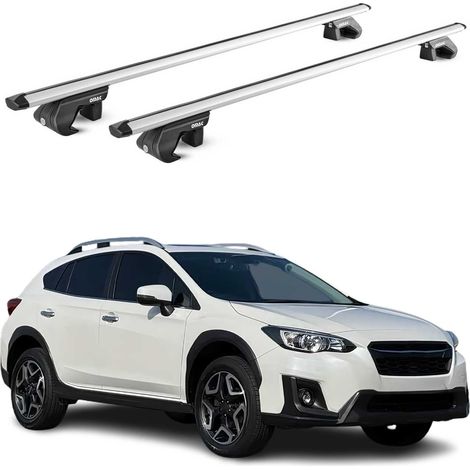 OMAC Barres de toit aluminium certifiées TÜV pour Subaru XV II 2017-2023 – Pour rails de toit standards – Rainure en T – Charge max 90 kg – 2 antivols Argent (1/4)